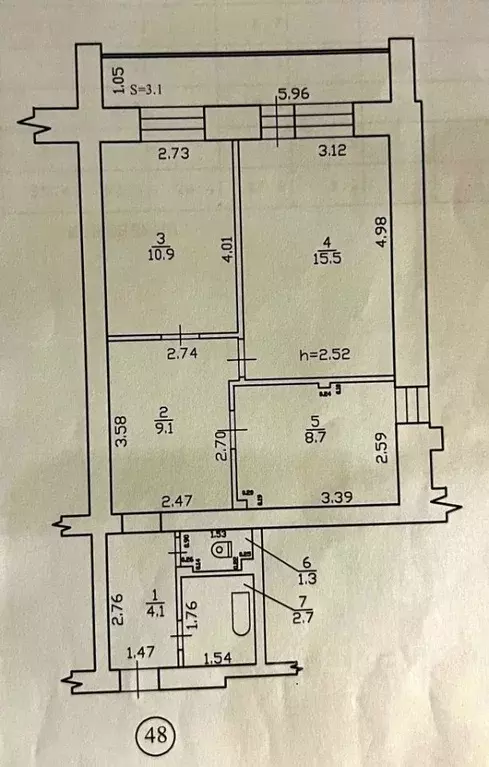 2-к кв. Брянская область, Брянск пер. Литвинова, 3А (55.4 м) - Фото 0