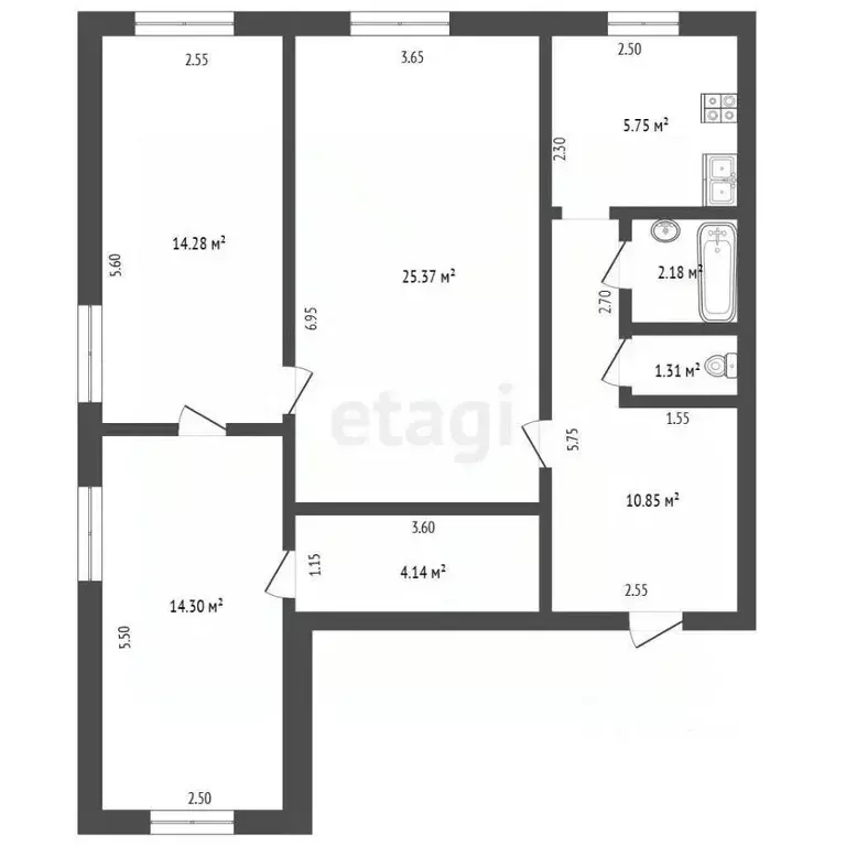 3-к кв. Ульяновская область, Ульяновск ул. Герасимова, 47 (77.8 м) - Фото 2