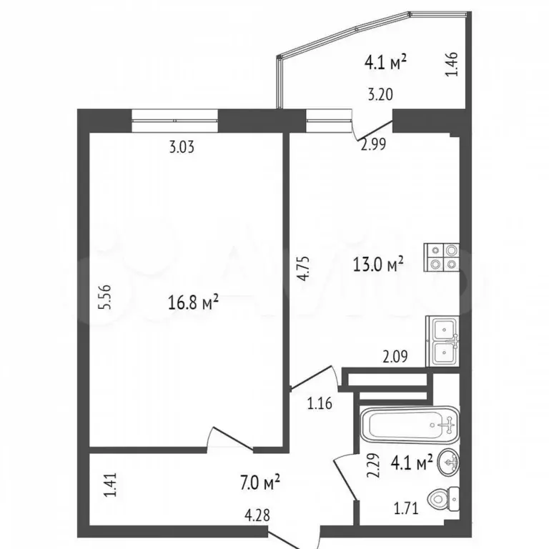 1-к. квартира, 40 м, 13/16 эт. - Фото 0