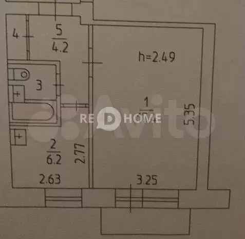 1-к. квартира, 32 м, 5/5 эт. - Фото 0