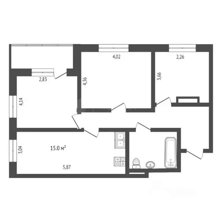 3-к кв. Тюменская область, Тюмень ул. Мельникайте, 32 (79.0 м) - Фото 1