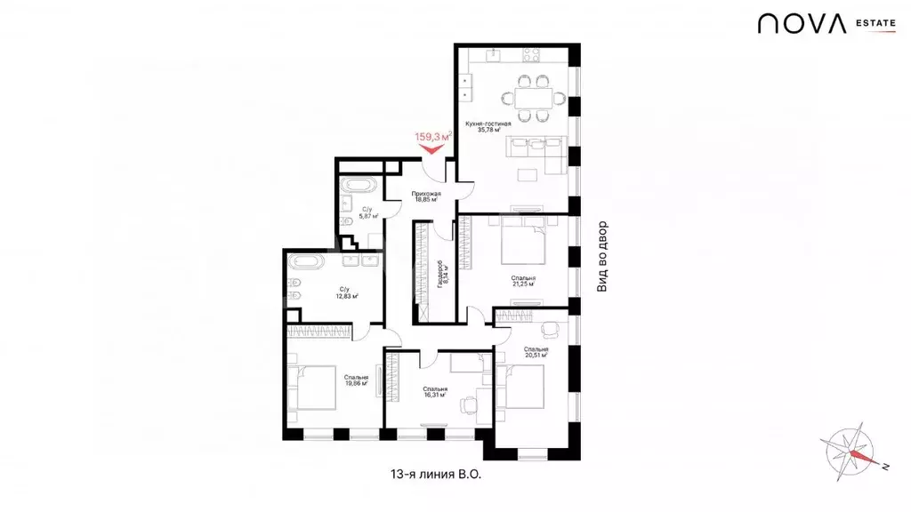 4-к кв. Санкт-Петербург 13-я Васильевского острова линия, 50 (152.8 м) - Фото 2