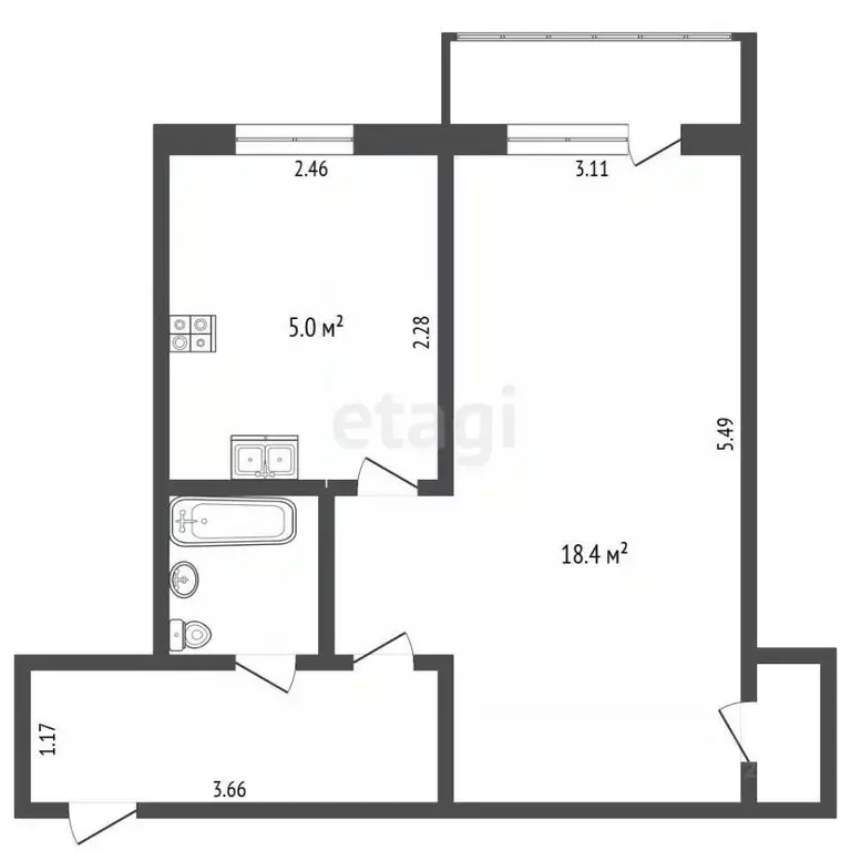 1-к кв. Владимирская область, Муром пос. Муромский, ул. Северная, 19 ... - Фото 1