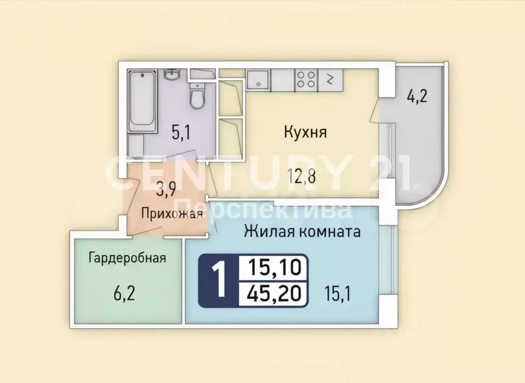 1-к кв. Московская область, Балашиха ул. Некрасова, 11Б (43.1 м) - Фото 2