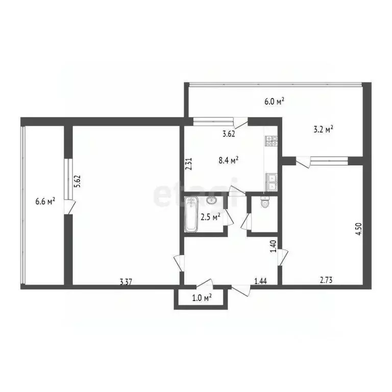 2-к кв. Крым, Евпатория просп. Победы, 30 (51.7 м) - Фото 2