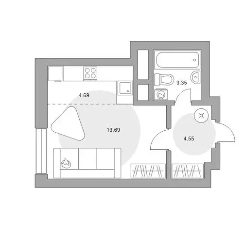 Квартира-студия: Красногорск, жилой комплекс Ильинойс, к1 (26.3 м) - Фото 1