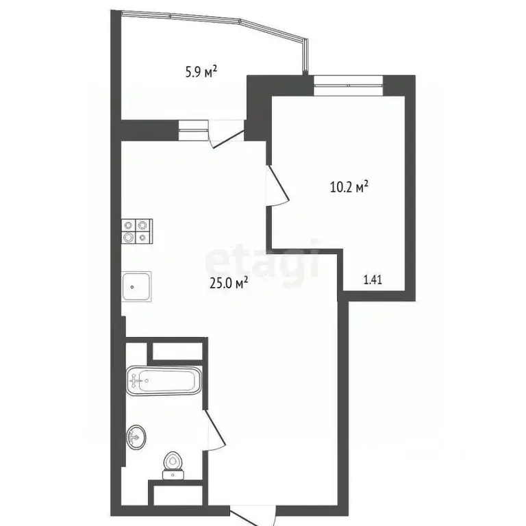 1-к кв. Тюменская область, Тюмень ул. Мельникайте, 2к12 (41.0 м) - Фото 2