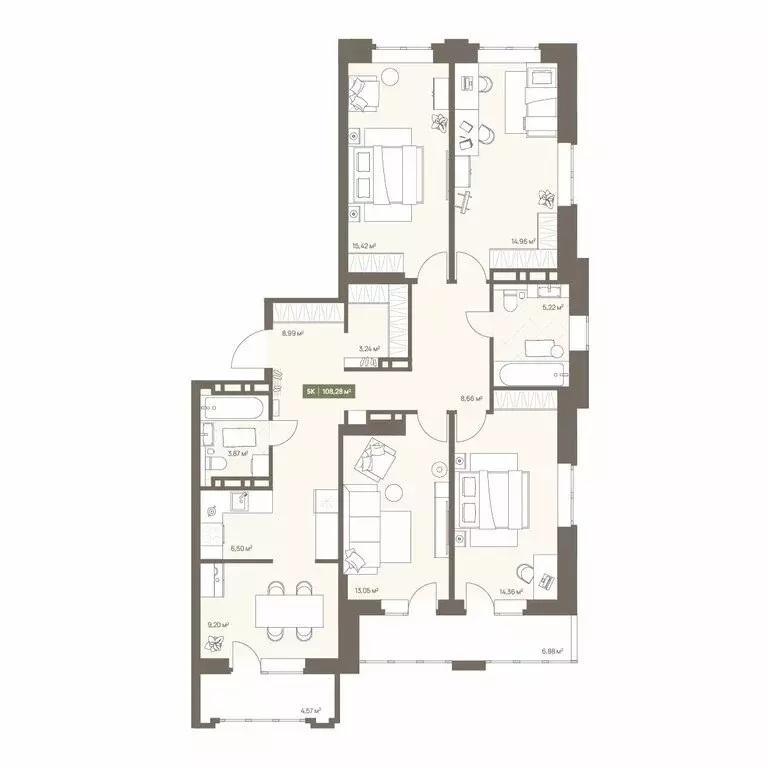 5-комнатная квартира: Кемерово, Московский проспект, 23А (108.28 м) - Фото 1