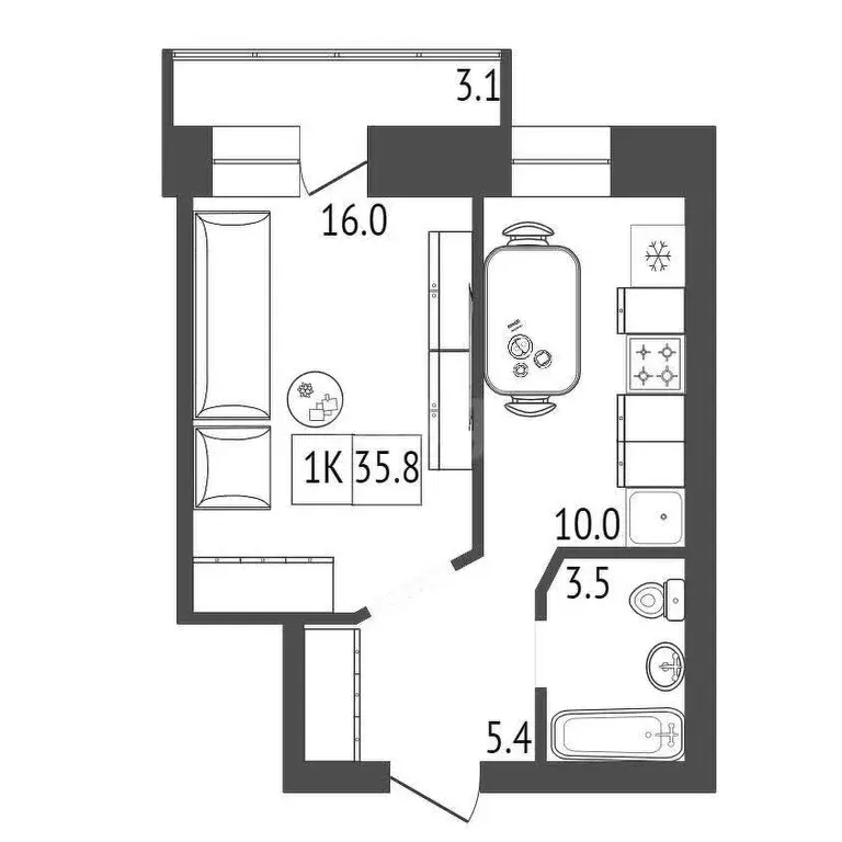 Продаётся 1-к квартира, 35.8 м - Фото 0