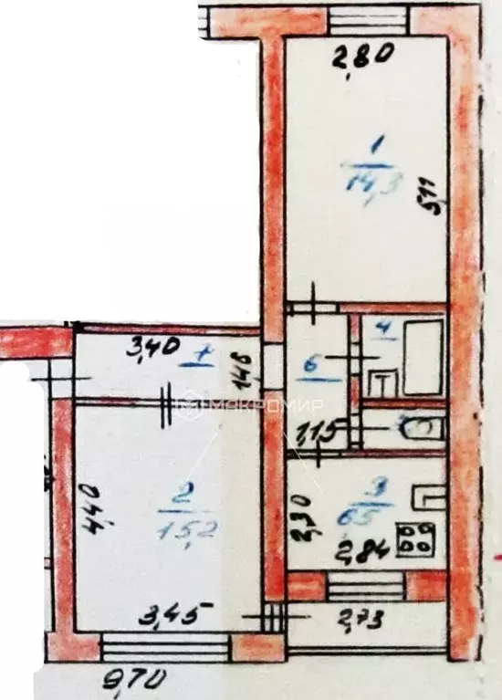 2-к кв. Ленинградская область, Гатчина просп. 25 Октября, 27 (47.5 м) - Фото 2