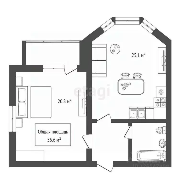 1-к кв. Новосибирская область, Бердск ул. Карла Маркса, 2б (56.6 м) - Фото 2