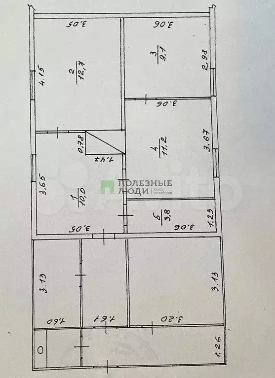 3-к. квартира, 47 м, 1/1 эт. - Фото 0