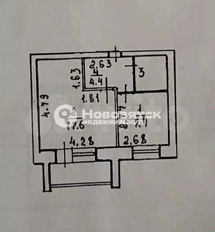 1-к. квартира, 34,6 м, 4/5 эт. - Фото 0