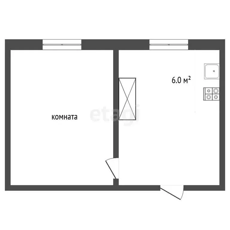 1-комнатная квартира: посёлок городского типа Пышма, улица Красных ... - Фото 1