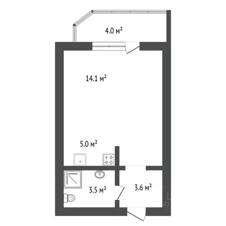 Студия Амурская область, Благовещенск Октябрьская ул., 221 (26.5 м) - Фото 2