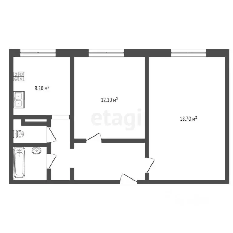 2-к кв. Тюменская область, Тюмень 6-й мкр, ул. Валерии Гнаровской, 10 ... - Фото 1