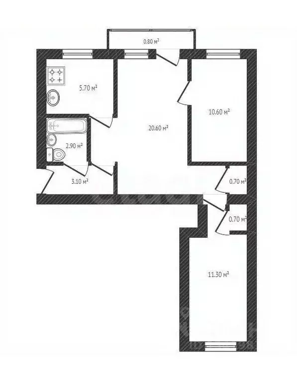 3-к кв. Брянская область, Брянск ул. Челюскинцев, 17 (55.6 м) - Фото 0