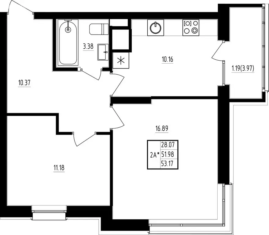 2-комнатная квартира: Казань, ЖК Мечта, 5 (53.17 м) - Фото 1