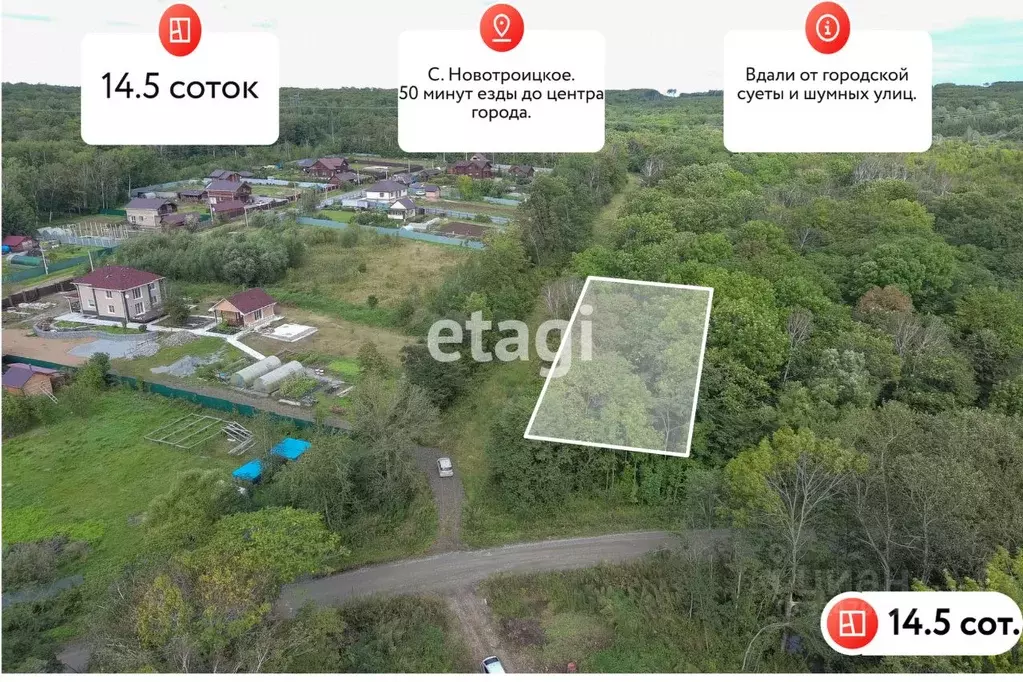 Участок в Хабаровский край, Хабаровский район, с. Новотроицкое  (14.5 ... - Фото 1