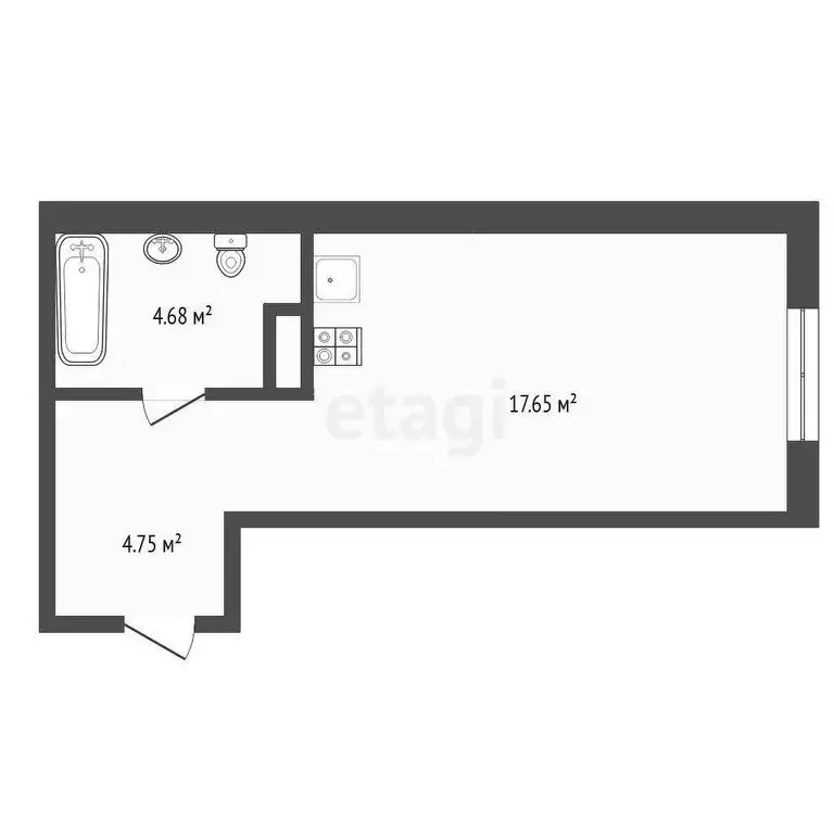 Квартира-студия: село Горьковка, Светлая улица, 10 (24.8 м) - Фото 1