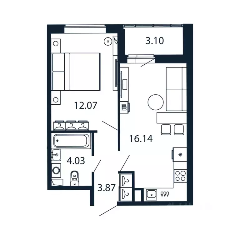 1-к кв. Ленинградская область, Мурино Всеволожский район, просп. ... - Фото 1