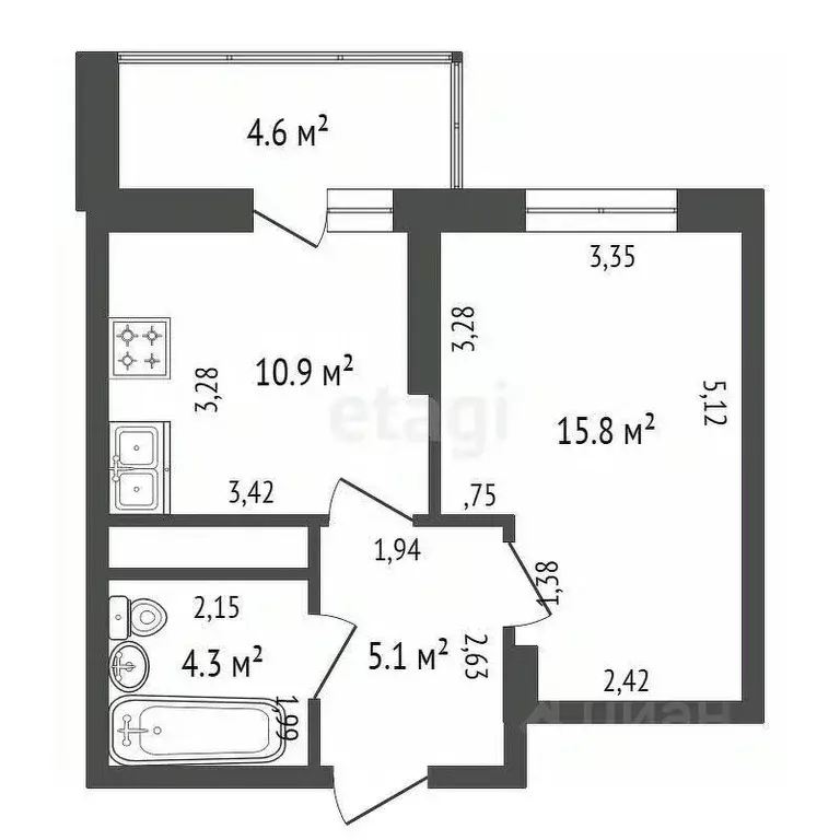 1-к кв. Санкт-Петербург ул. Среднерогатская, 20 (36.1 м) - Фото 1