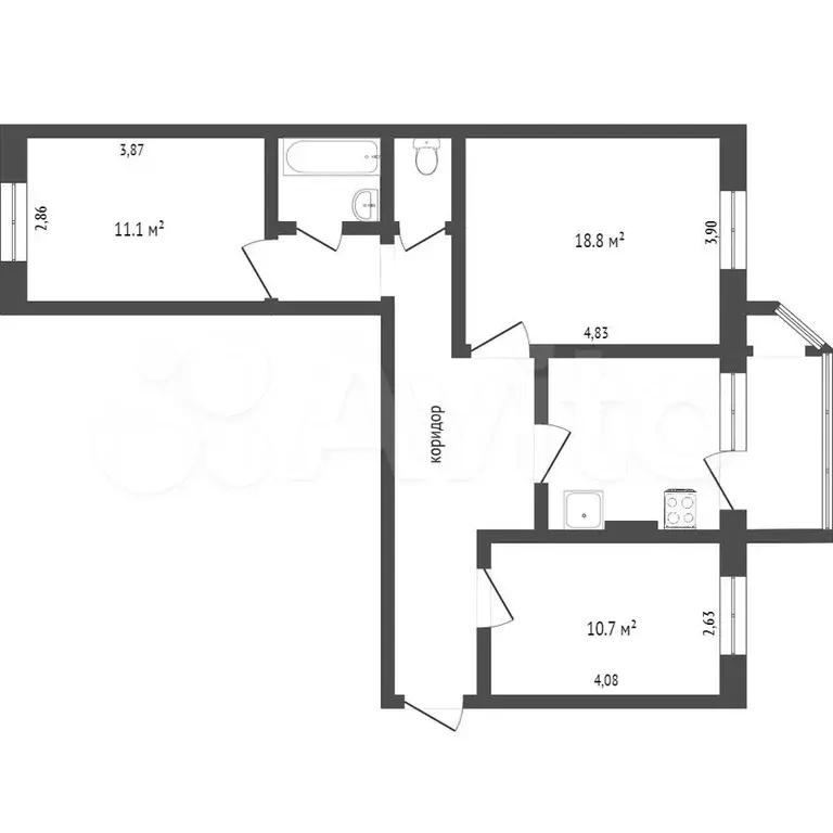 3-к. квартира, 74 м, 2/9 эт. - Фото 0