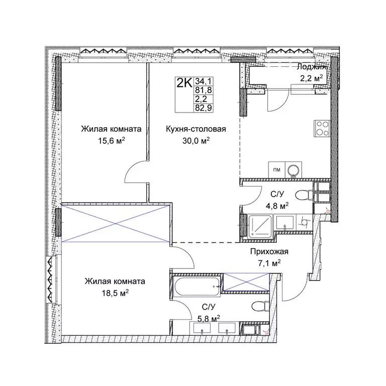 2-комнатная квартира: Нижний Новгород, Новая улица, 38 (81.8 м) - Фото 0