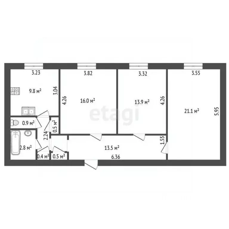 3-к кв. Санкт-Петербург Авиационная ул., 11 (79.4 м) - Фото 2