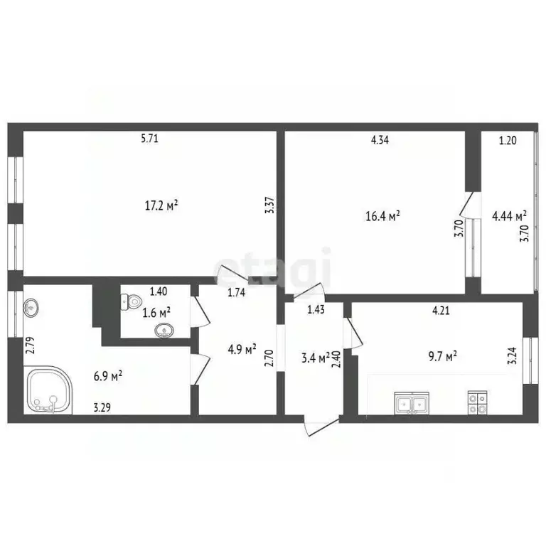 2-к кв. Севастополь ул. Комбрига Потапова, 31к2 (62.3 м) - Фото 1