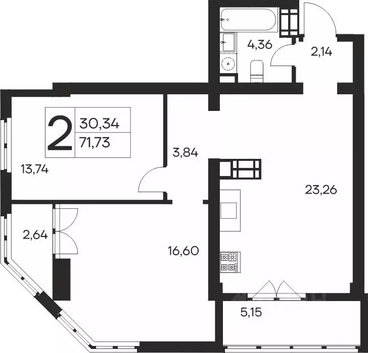 2-к кв. Крым, Ялта Ай-Петри жилой комплекс (71.73 м) - Фото 1