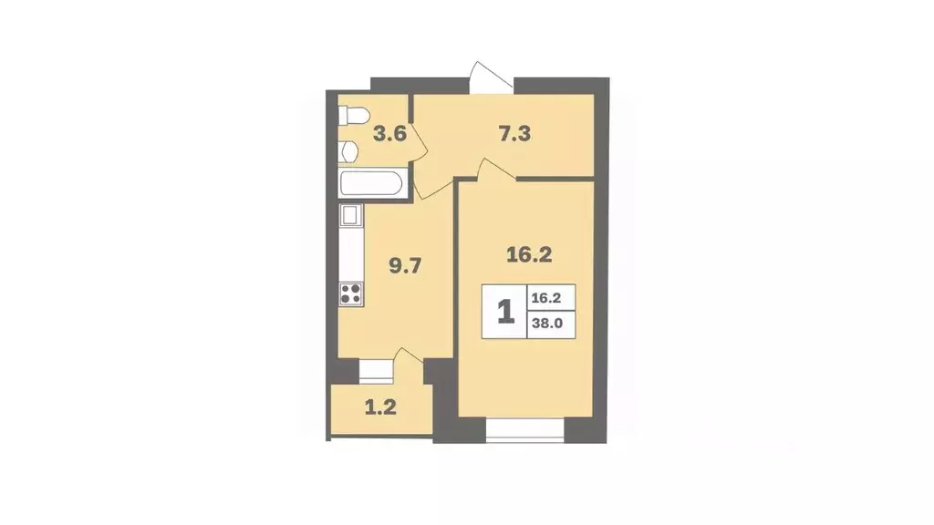 1-к кв. Башкортостан, Уфа Дагестанская ул., лит13 (38.0 м) - Фото 1