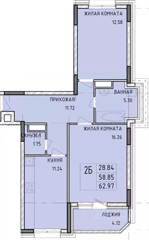 2-к кв. Тульская область, Тула Юго-Восточный мкр, 10 (62.97 м) - Фото 0