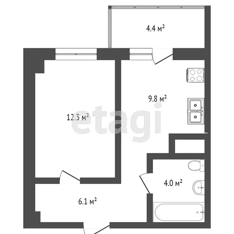 1-комнатная квартира: Тюмень, улица Парада Победы, 9 (34.4 м) - Фото 2