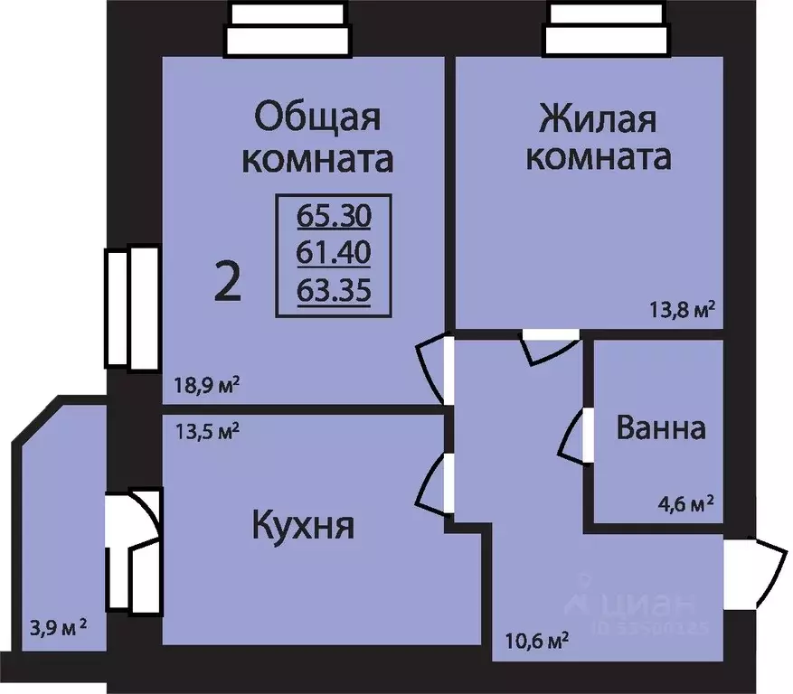 2-к кв. Тамбовская область, Тамбов ул. Имени С.И. Савостьянова, 3 ... - Фото 0