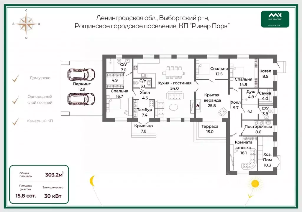 Коттедж в Ленинградская область, Выборгский район, Рощино пгт, Ривер ... - Фото 2