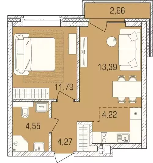 1-комнатная квартира: Новосибирск, улица Василия Клевцова, 3 (40.5 м) - Фото 2