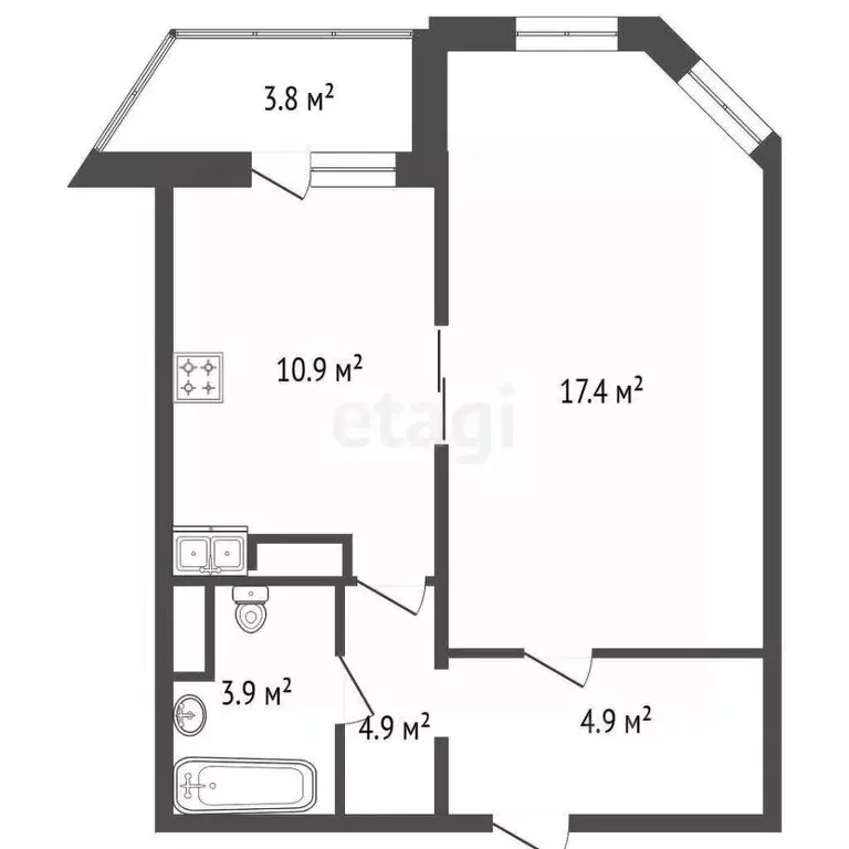 1-к кв. Санкт-Петербург ул. Бутлерова, 11к4 (39.2 м) - Фото 1