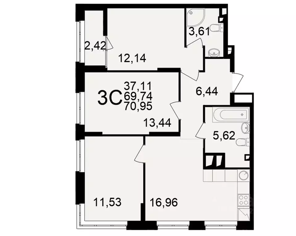 3-к кв. Рязанская область, Рязань ул. Чкалова (69.74 м) - Фото 1