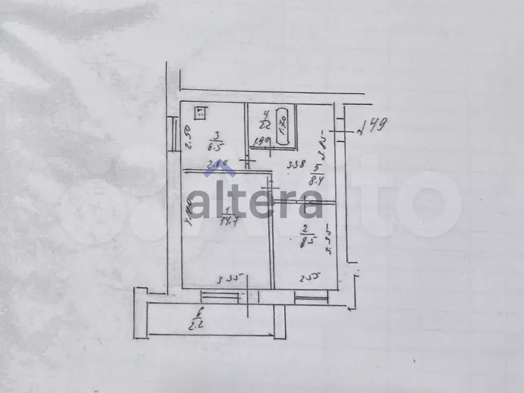 2-к. квартира, 43,5 м, 7/9 эт. - Фото 0