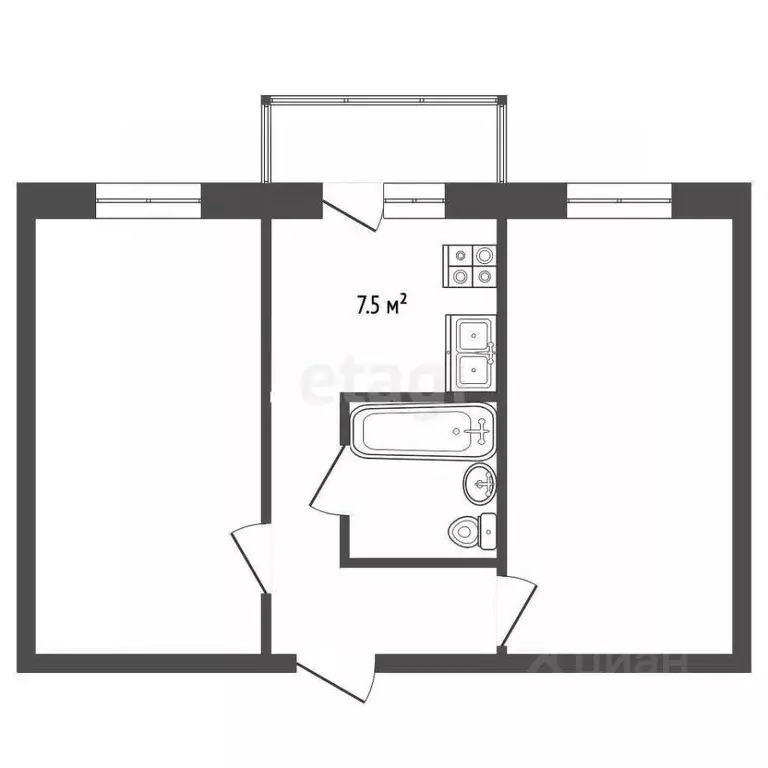 2-к кв. Мордовия, Саранск ул. Ульянова, 85 (44.6 м) - Фото 1