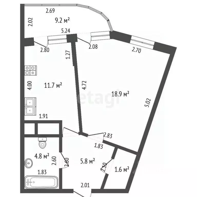 1-к кв. Московская область, Одинцовский городской округ, ВНИИССОК пгт ... - Фото 2