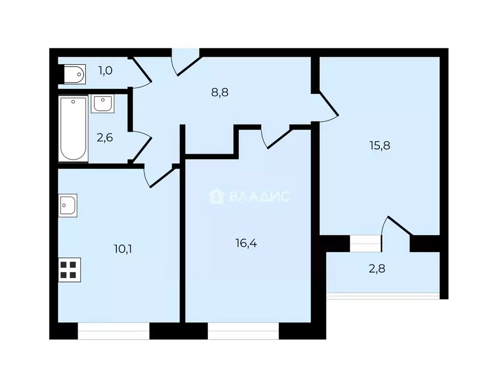 2-к кв. Санкт-Петербург просп. Королева, 48К1 (54.7 м) - Фото 2