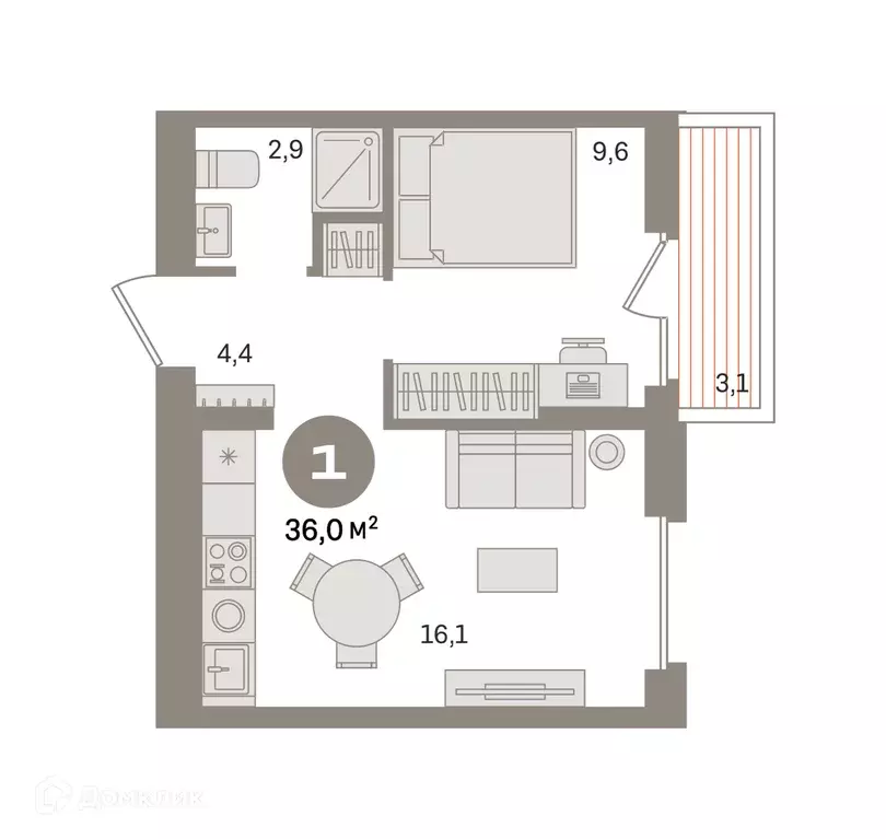 Продаётся 1-к квартира, 36.03 м - Фото 0