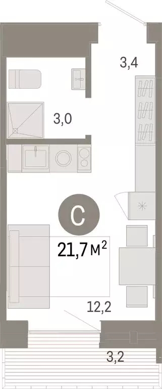 Квартира-студия: Тюмень, жилой комплекс Речной Порт (21.74 м) - Фото 1