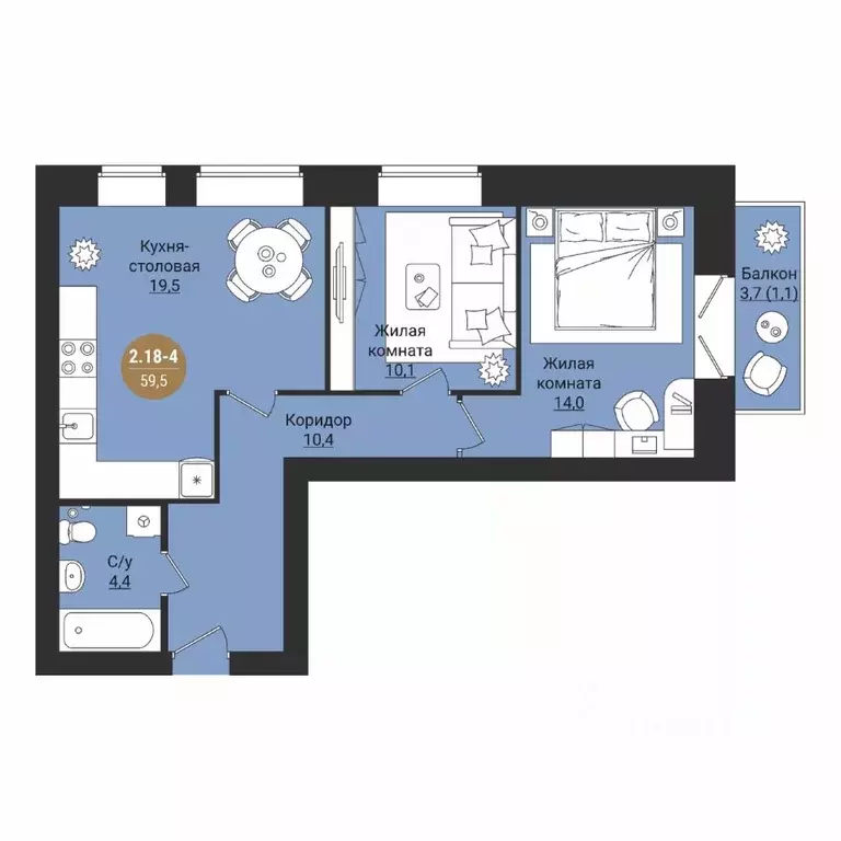 2-к кв. Вологодская область, Вологда Старое ш. (59.5 м) - Фото 1