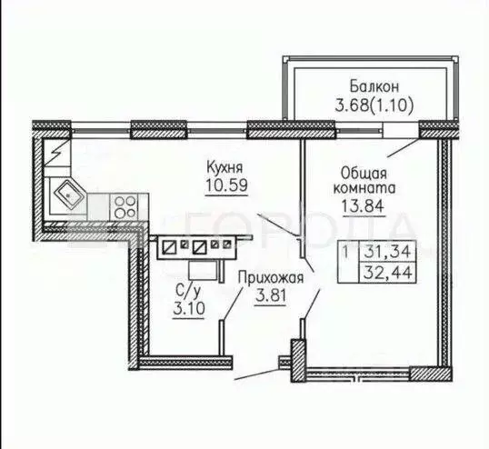 1-к кв. Алтайский край, Барнаул тракт Змеиногорский, 35А/1 (33.0 м) - Фото 2