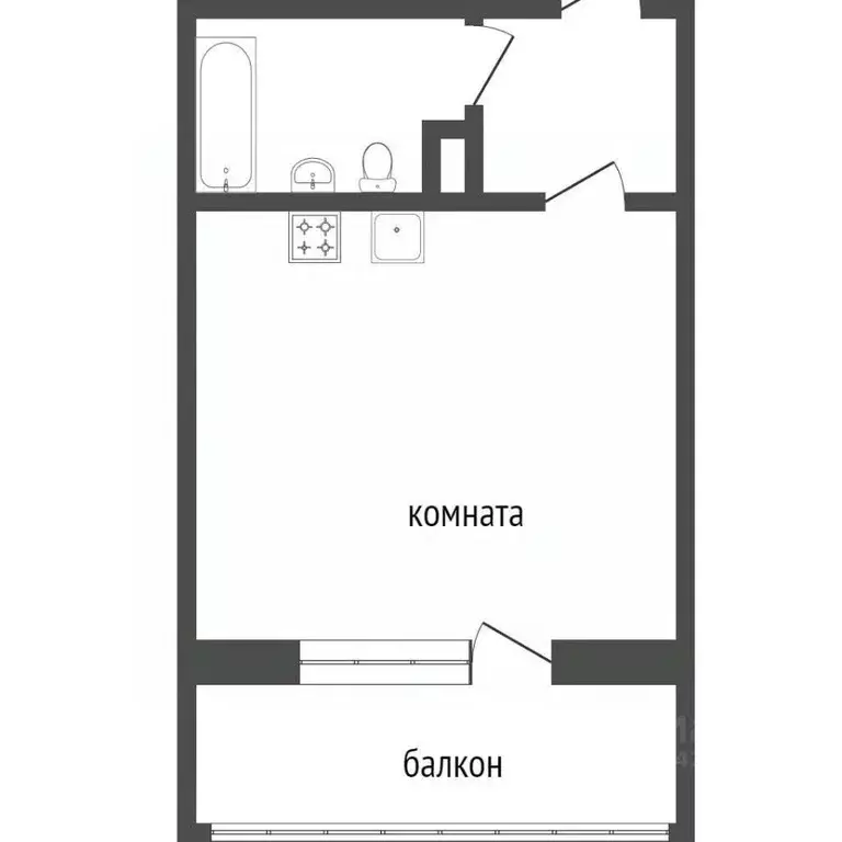 Студия Курганская область, Курган ул. 2-я Часовая, 54А (24.4 м) - Фото 2