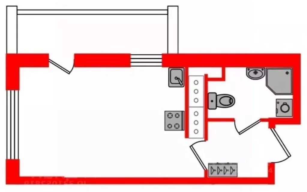 Студия Санкт-Петербург ул. Верхне-Каменская, 11к1 (25.5 м) - Фото 2