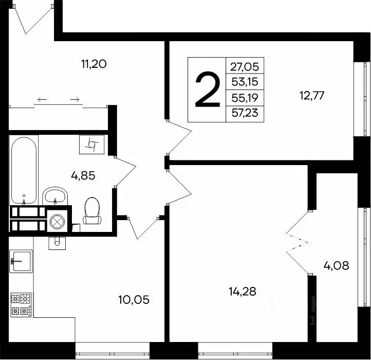 2-к кв. Крым, Евпатория Сезоны жилой комплекс (57.23 м) - Фото 1